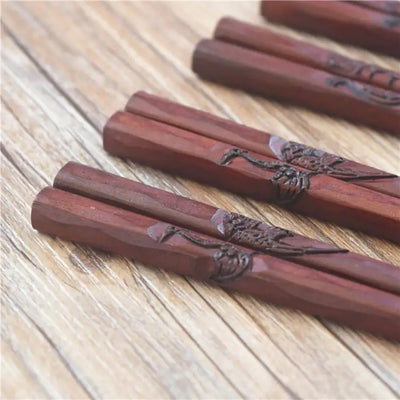 Hand-Carved Wooden and Portable Chopsticks Set
