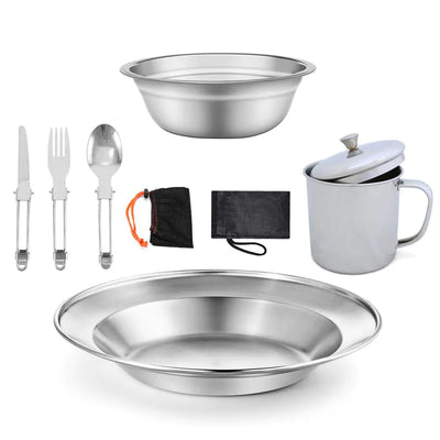 Outdoor Camping Stainless Steel Cookware Set